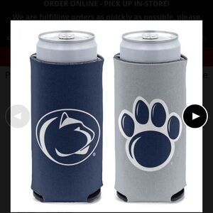 Set of 2 bundle Penn State Nittany Lions 2 Tone Slim Can Koozie NEW NWT
